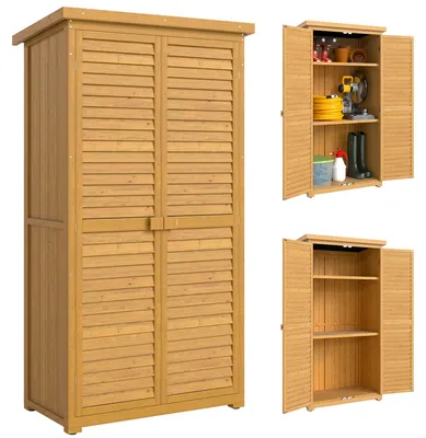 Produktbild von Outsunny Gartenschrank Holz Geräteschuppen Gartenhaus Geräteschrank Natur