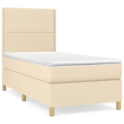 Produktbild von vidaXL Boxspringbett mit Matratze Creme 90x190 cm Stoff