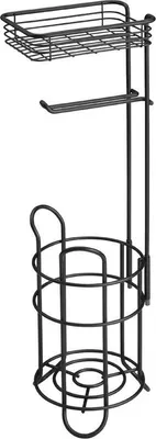 Produktbild von mDesign Toilettenpapierhalter Regal Ablage freistehend Metall Mattschwarz