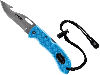 Produktbild von Cressi Chaku Knife Blue - Tauchermesser mit Doppelt Gezahnter und Glatter Rostfreier Klinge, ideal zum Tauchen und für Apnoe, Blau/Rostfreier Klinge, Einheitsgröße, Erwachsene Unisex – Klinge aus Edel