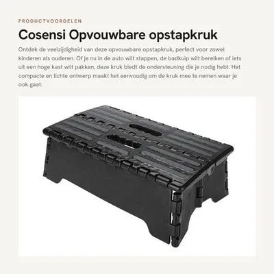 Produktbild von Klappbarer Gehstock – Rutschfest – Tragbar – Kunststoff – Tragfähigkeit: 300 lb – Abmessungen: 38 x 21,5 x 13 cm – Klappstock