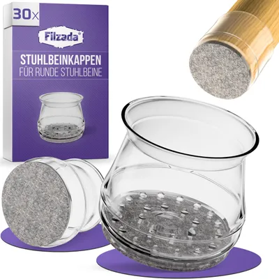 Produktbild von Filzada® 30x Silikon Stuhlbeinkappen Rund 19-32mm Transparent Stuhlgleiter – Größe Ø 19-32 mm