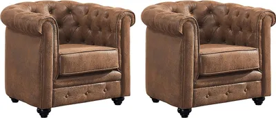 Produktbild von 2er-Set CHESTERFIELD Sessel aus Mikrofaser mit gealterter Lederoptik
