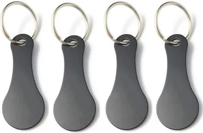 Produktbild von Stück Einkaufswagenlöser aus Metall, Einkaufswagenchip zum rausziehen Shwarzer, Abnehmbarer Einkaufschip als Schlüsselanhänger, Edelstahl Einkaufswagen Chip für Alle Einkaufswagen