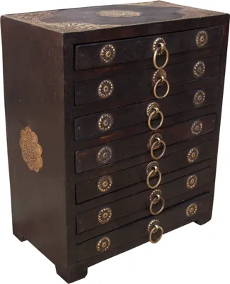 Produktbild von Schubfachschränkchen, Apothekerschränkchen, Schmuck Schränkchen - Modell 1, Braun, Holz, 32*23*13 cm, Dosen, Boxen & Schatullen