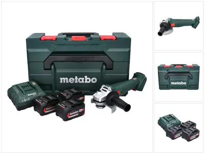 Produktbild von Metabo W 18 L 9-125 Quick Set, 8500 RPM, 12,5 cm, Akku, 4 Ah, 1,6 kg, Bürstenloser Motor