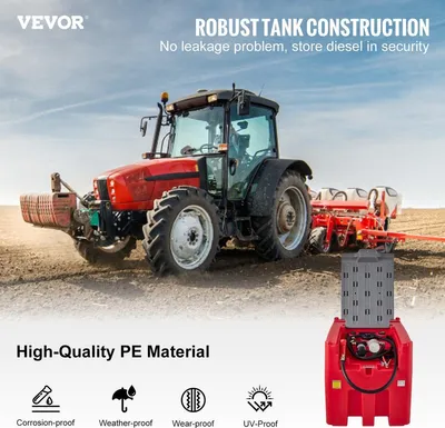 Obrázok produktu pre Prenosná nádrž na naftu, objem 116 galónov a prietok 10 GPM, nádrž na naftu s 12 V elektrickým čerpadlom a 13,1 ft gumovou hadicou, PE nádrž na prepravu nafty pre jednoduchú prepravu paliva, červená