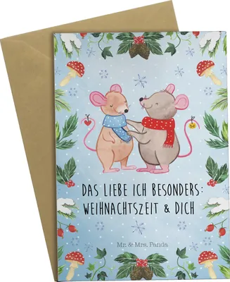 Produktbild von Mr. & Mrs. Panda Grußkarte Mäuse Weihnachten - Weiß - Geschenk, einladungskarten, vatertagskarte, weihnachtskarten, osterkarten, hochzeitskarten