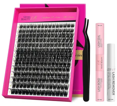 Productafbeelding van Wimperset voor wimperextensions, clusterwimpers, doe-het-zelf verlenging, 8-16 mm, met lijm en applicator