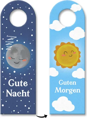 Produktbild von Gute Nacht - guten Morgen Mond und Sonne Türhänger 3er Set