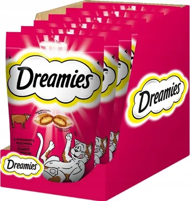 Produktbild von Dreamies Classic Katzensnacks mit Rindfleisch - fabelhafte Knuspertüten mit weicher Füllung 18 x 60 g