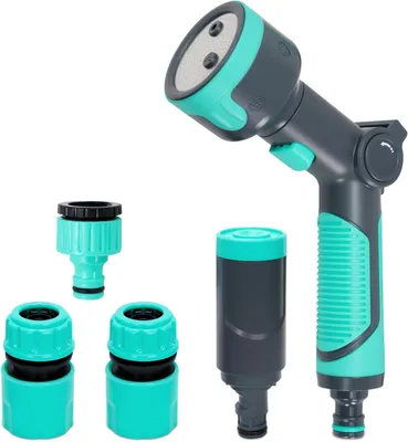 Produktbild von Gartenschlauch Spritzpistole 6 Sprühbilder, Daumenstromregelung, für Garten, blau