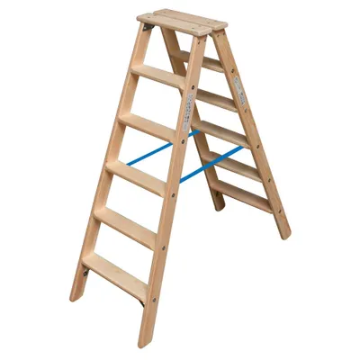 Immagine prodotto di Scaletta in legno Krause Stabilo, accesso bilaterale, 2 x 6 gradini 818430