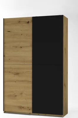 Produktbild von Pol Power Fast Schwebetürenschrank Holzwerkstoff Dekorfolie Artisan Eiche/Schwarz 125x196x38 cm