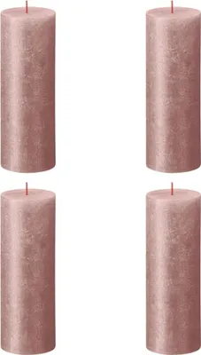 Produktbild von Bolsius Rustikale Stumpenkerzen Shimmer 4 Stk. 190x68 mm Rosa