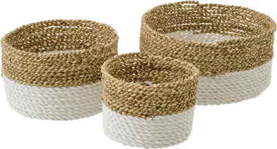 Produktbild von J-Line Set Von 3 Korb Seegras Naturell/Weiß