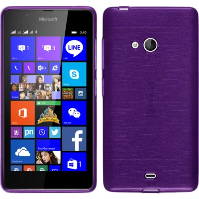 Produktbild von PhoneNatic Case kompatibel mit Microsoft Lumia 540 Dual - lila Silikon Hülle brushed + 2 Schutzfolien