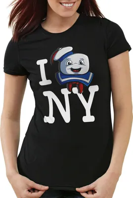 Produktbild von style3 Love Marshmallow Damen T-Shirt new yorkt geisterjäger gespenst, Farbe:Schwarz, Größe:M