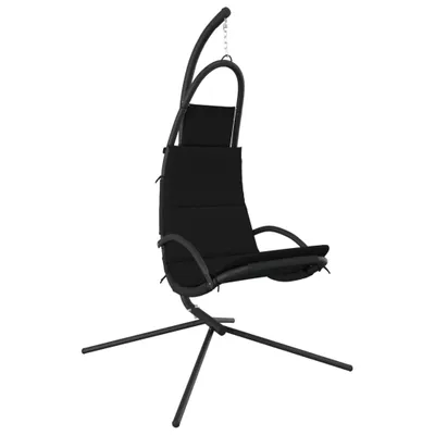 Image de vidaXL Chaise de jardin suspendue avec coussin Tissu Oxford noir et acier