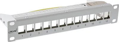 Produktbild von InLine 10" Patchpanel Leerblech 12x, für Keystone Module, 1HE, RAL7035 grau, Grau, 310 g