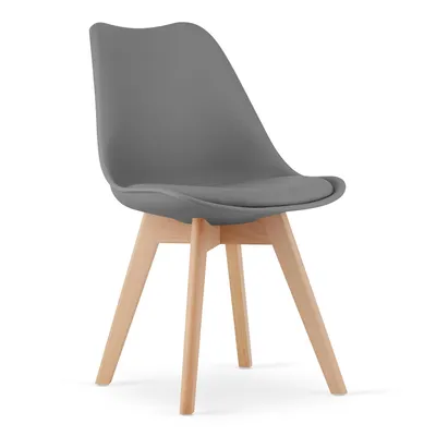 Image de Chaise de salle à manger Chaise de salon graphite avec pieds en bois massif naturel, chaise à coque confortable & stable
