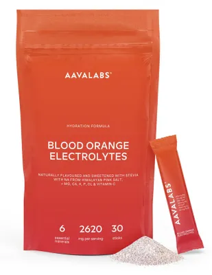 Image de Poudre d'électrolytes Aavalabs à l'orange sanguine | Magnésium, potassium et vitamine C | Bâtonnets sans sucre