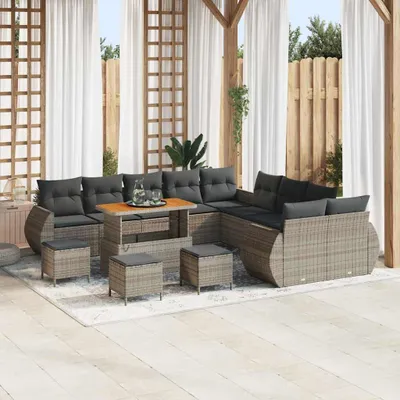 Immagine prodotto di Maison Exclusive - Set da giardino composto da 14 pezzi. Divano in rattan sintetico grigio