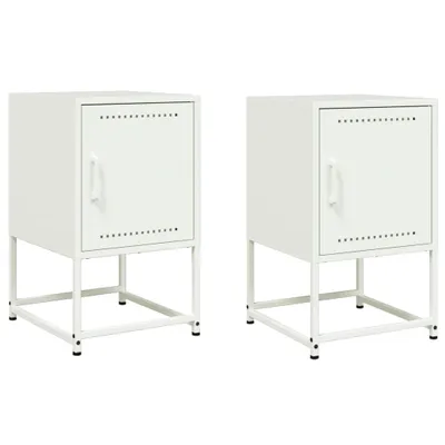 Productafbeelding van Nachtkastjes 2 st 36x39x60,5 cm staal wit