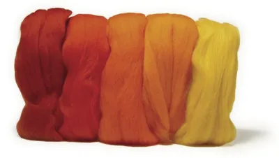 Immagine prodotto di Lana per feltro cardatura merino - 5 tinte rosse da 10 g - 100% lana di pecora - Per feltro umido e a secco