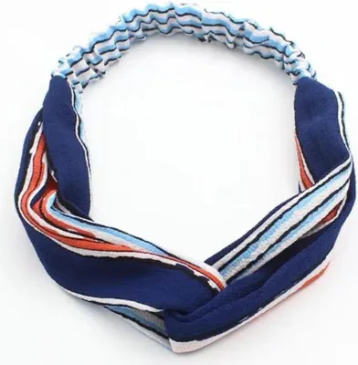 Image de Bandeau à rayures vintage en voile - Bleu classique