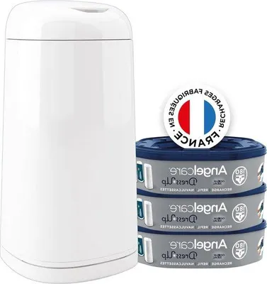 Immagine prodotto di Secchio per pannolini - 3 confezioni di ricarica - Angelcare - controllo degli odori - alta capacità - antibatterico - facile da usare - secchio per pannolini bianco