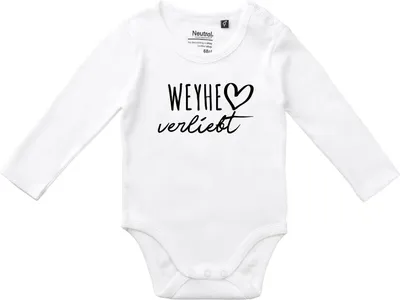 Produktbild von Huuraa Baby Body Weyhe verliebt 80 White  Baumwolle Fairtrade Langarmbody Geschenkidee