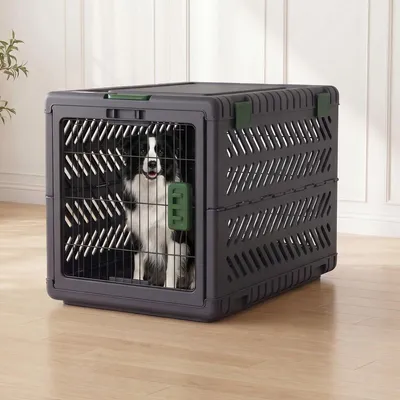 Produktbild von Hundetransportbox Hundebox Haustierkäfig - Extra groß - 92 x 58 x 65 cm - Mit Rollen und Griffen