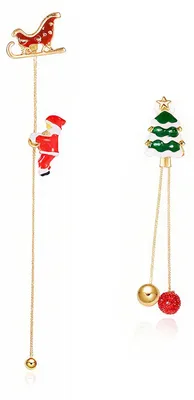 Produktbild von Ohrringe Weihnachten, Damen-Weihnachtsohrringe, Weihnachtsmann Weihnachtsbaum Ei