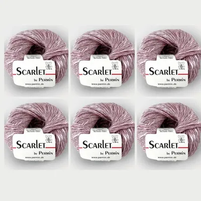 Zdjęcie produktu dla 6 motków przędzy Scarlet firmy Permin – ekologiczna przędza letnia (len, bawełna i ECOVERO™) (28 – jasnoróżowy)