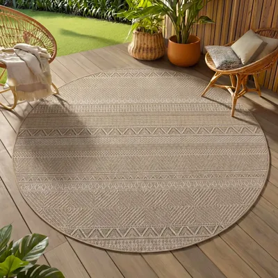 Immagine prodotto di Carpetsale24 Tappeto da Esterno Impermeabile e Resistente ai Raggi UV Ideale per Cucina Balcone Terrazza Giardino Soggiorno Dimensioni: 80 cm Rotondo