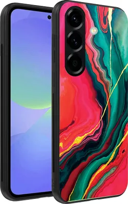 Produktbild von Smartphonica Telefon Fall geeignet für Samsung Galaxy A36 mit rot grün Marmor Print - TPU Backcover Fall rot grün Marmor Design