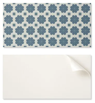 Image de Plaque adhésive imprimée, idéale pour la cuisine, dimensions 100 x 50 cm, motif floral à carreaux