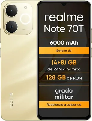 Zdjęcie produktu dla realme Note 70T, 17,1 cm (6.74"), 4 GB, 128 GB, 50 MP, Android 15, Złoto