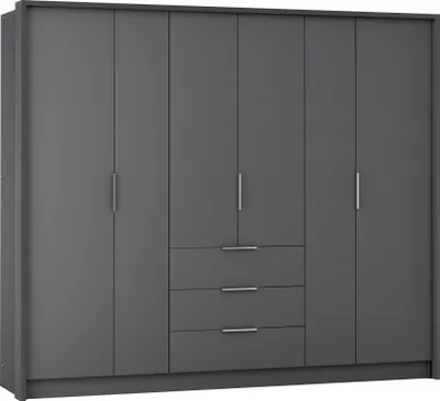 Produktbild von Kippkleiderschrank 255 cm groß und geräumig Graphit mit Schubladen