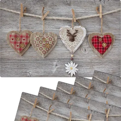 Immagine prodotto di fiammiferi21 tovagliette tovagliette MOTIV cuori colorati & tavola di legno 6 pz. Plastica lavabile ciascuno 43,5x28,5 cm