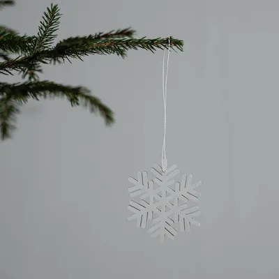 Produktbild von Holzanhänger Schneeflocke Alseda: weiß