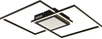Produktbild von Globo Lighting Deckenleuchte Metall schwarz matt, Aluminium schwarz matt, Kunststoff opal, Acryl verspiegelt 3D Effekt, dimmbar, mehrere Stufen über Wandschalter, Farben fixierbar, Memoryfunktion, Nachtlicht, Timer, Fernbedienung, Batterie inkludiert 2x AAA 1.5V, Nachtlicht hat 3 Stufen: 100% - 50% - 25%, LxBxH: 426x426x50mm, inkl. LED 32W 230V, 390-3900lm Source, 187-1874lm Output, CCT 2700-6500K