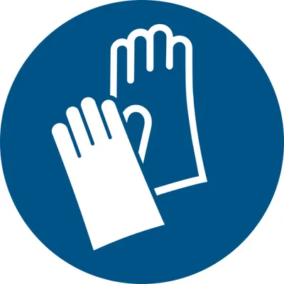 Produktbild von Gebotszeichen 'Handschutz benutzen' (M009), gem ASR A1.3 (DIN EN ISO 7010) Aufkleber Folie 31,5cm 1 Stück