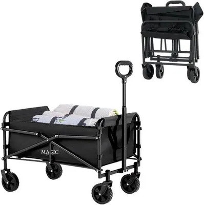 Image de Chariots de plage pliables - Chariots de pique-nique et de camping - Poignée réglable