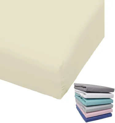 Produktbild von Bierbaum Biber Spannbettlaken Baumwolle 150x200 cm Weiß Grau Blau Rosa Türkis Silber Flieder Grün Taupe Rundgummi, Farbe:Beige