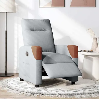 Produktbild von vidaXL Relaxsessel Elektrisch Hellgrau Stoff