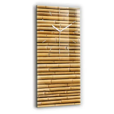 Produktbild von Wallfluent Wanduhr – Stilles Quarzuhrwerk - Uhr Dekoration Wohnzimmer Schlafzimmer Küche - Zifferblatt mit Strichen - weiße Zeiger - 30x60 cm - Bambusstöcke