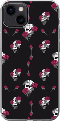 Produktbild von MuchoWow® Handyhülle Schutzhülle Hülle für Telefoonhoesje iPhone 13 Mädchen - Totenkopf - Rosen - Muster - Mädchen - Kinder - Kinder - Mädchen Silikon Softcase Handy Hülle - Karteninhaber