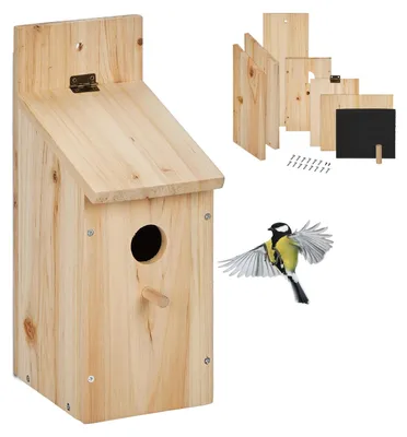 Produktbild von Vogelhäuschen Nistkasten Bausatz - Holz - Einflugloch 32 mm - 29,5 x 11,5 x 17 cm - Zum Selberbauen - Für Meisen und Spatzen